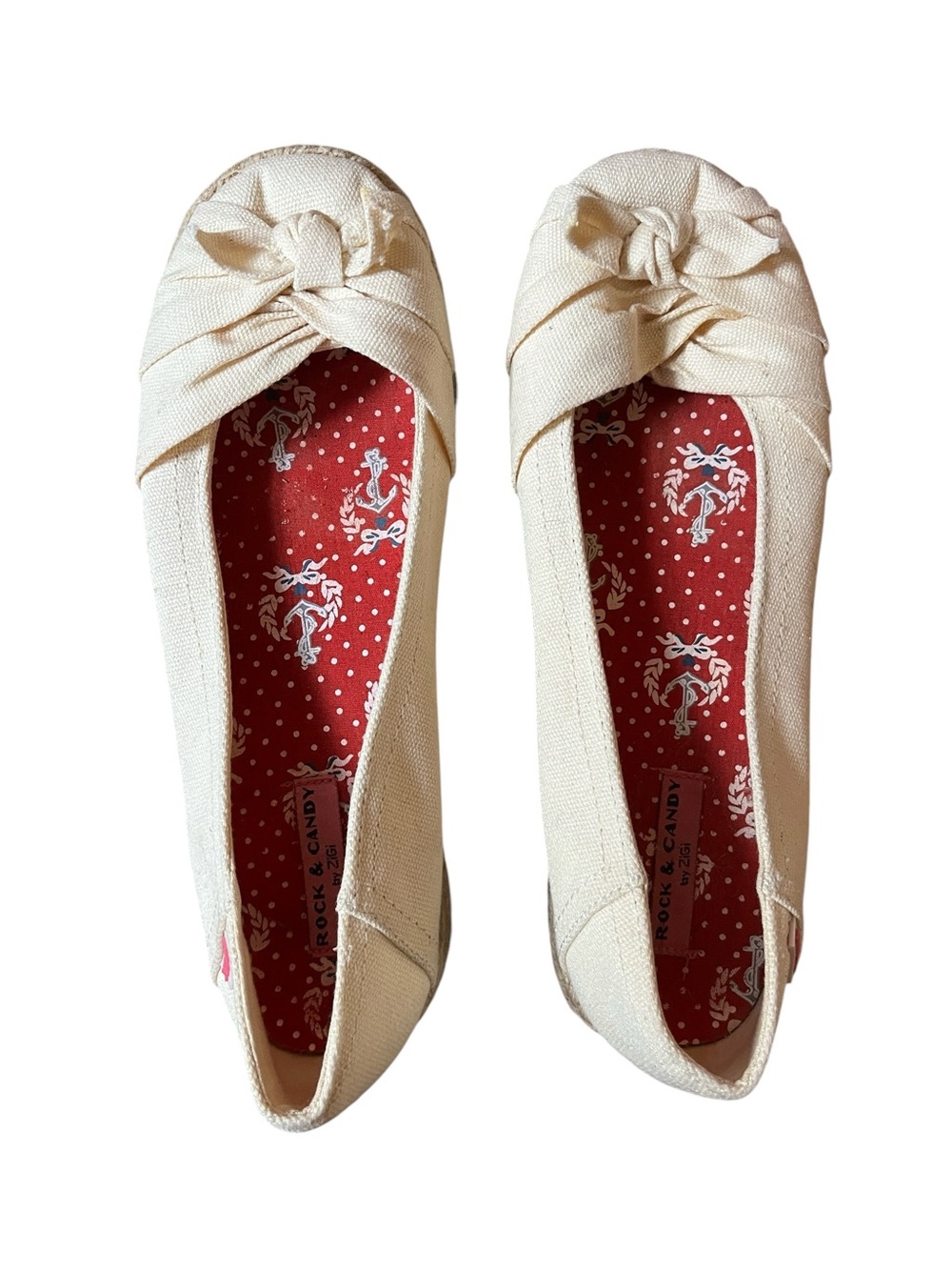 Rock & Candy by Zigi Cream Canvas Espadrille Flats Size 7.5